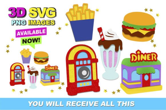 Download 50s Diner 3D SVG and Clipart - 50s diner Collection