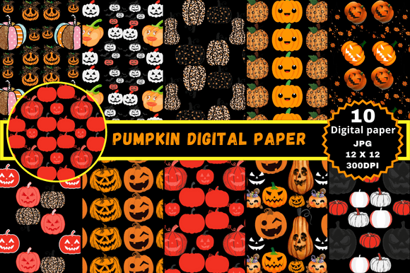 Download Colorful Pumpkin Digital Paper - Colorful Collection