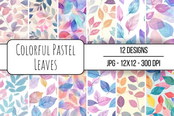 Download Colorful Pastel Leaves Seamless Pattern - Colorful Collection
