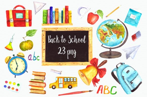 Download Watercolor Back to School Clip Art - Back to school Collection