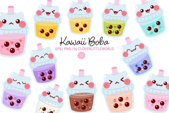 Download Cute Colorful Pastel Boba Milk Tea Drink - Colorful Collection