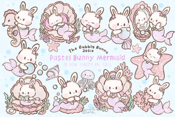 Download Kawaii Pastel Bunny Mermaid Clipart - Mermaid clipart Collection