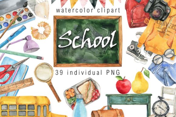 Download Watercolor Back to School Clipart - Back to school Collection