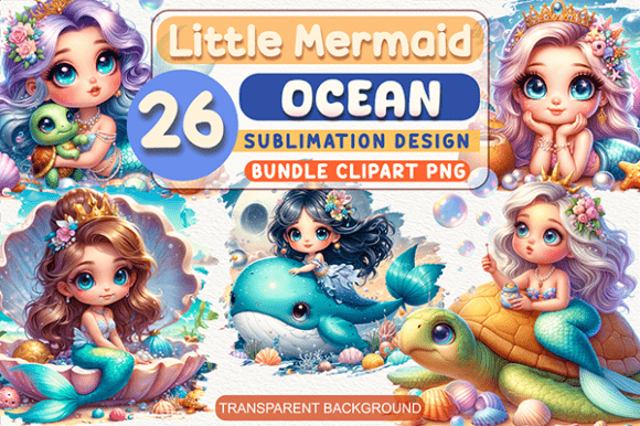 Download Cute Mermaid Clipart Bundle Sublimation - Mermaid clipart Collection