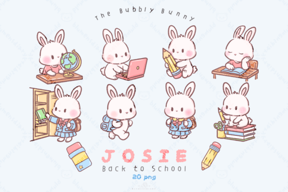 Download Kawaii Bunny Back to School Clipart - Back to school Collection