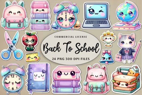 Download Kawaii Back to School Clipart Bundle - Back to school Collection