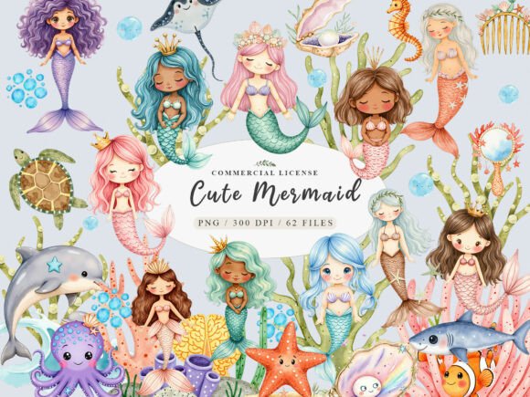 Download Watercolor Pastel Baby Mermaid Clipart, - Mermaid clipart Collection