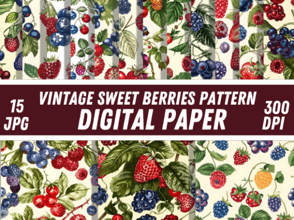 Download Vintage Sweet Berries Retro Patterns - Retro patterns Collection