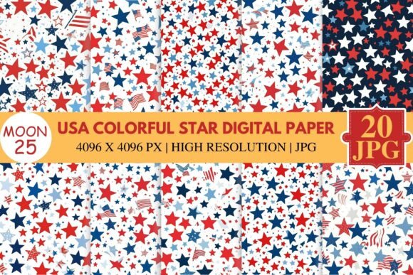 Download Usa Colorful Star Digital Paper - Colorful Collection