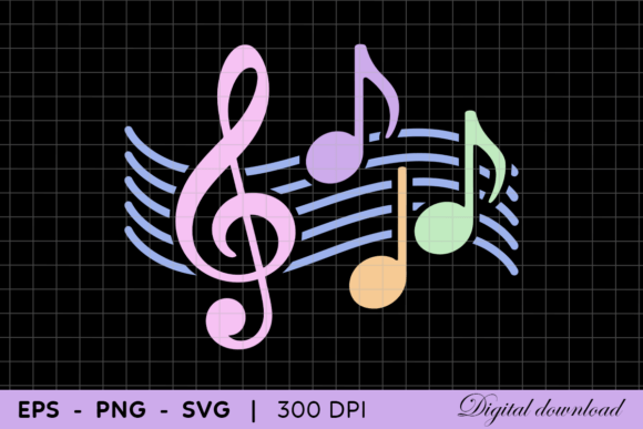 Download Colorful Pastel Music Notes with Treble - Colorful Collection