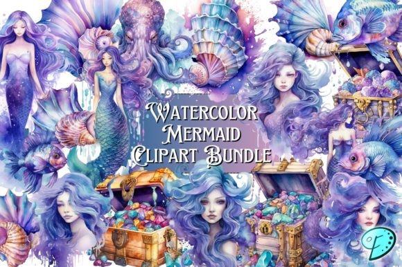 Download Watercolor Mermaid Clipart Bundle - Mermaid clipart Collection