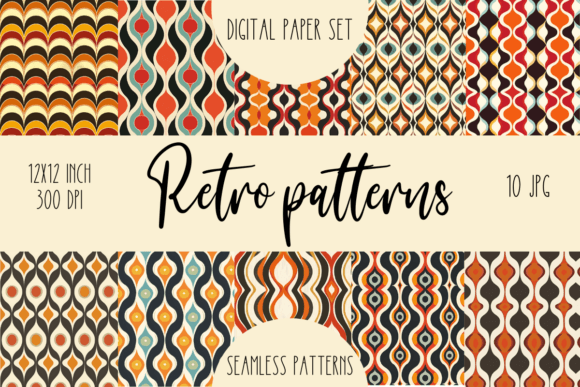 Download Retro Patterns Seamless Digital Paper - Retro patterns Collection