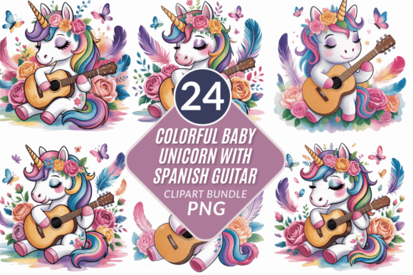 Download Colorful Baby Unicorn with Spanish PNG - Colorful Collection